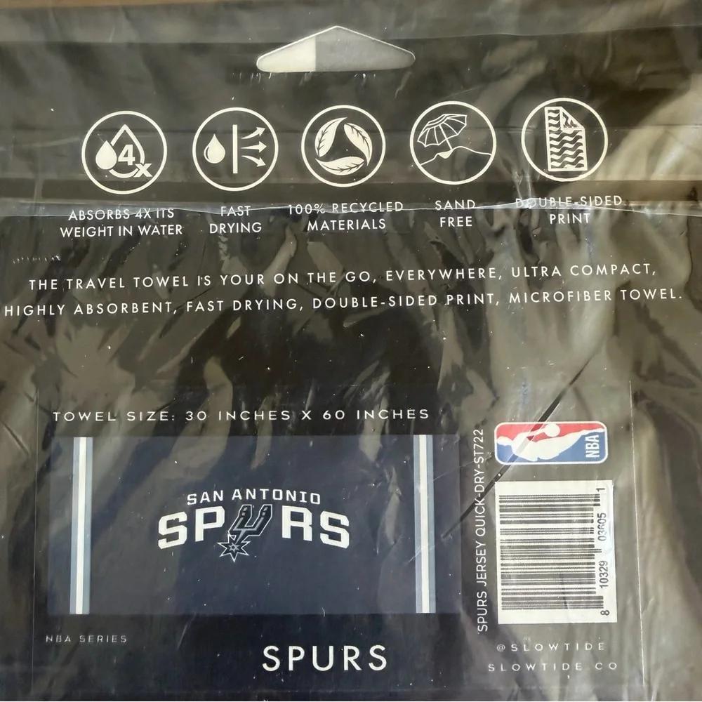 NWT Slowtide San Antonio Spurs NBA Travel Towel
